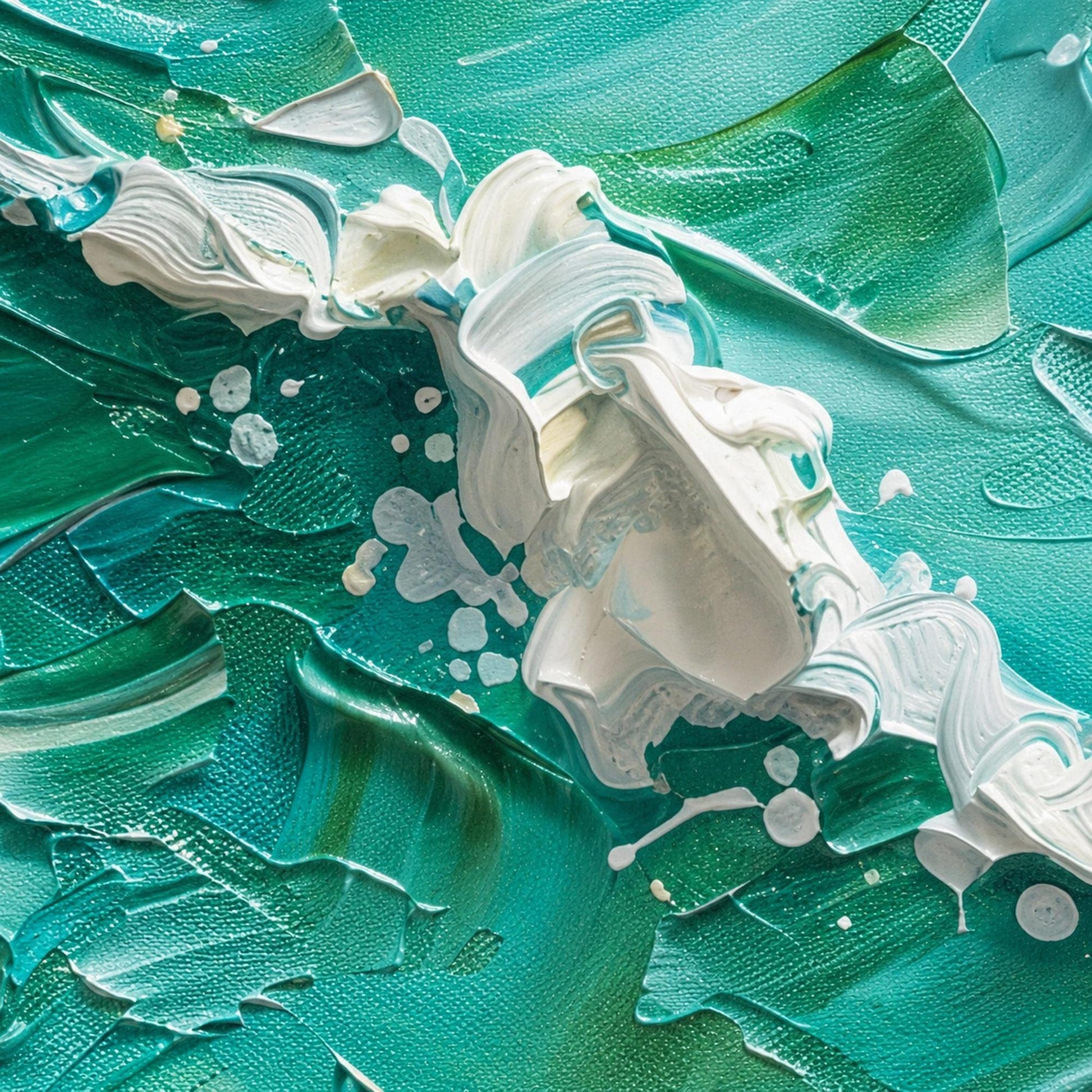 Children – Turquoise and Green Ocean Wave Seascape Wall Art | Impasto Oil Painting, view 5