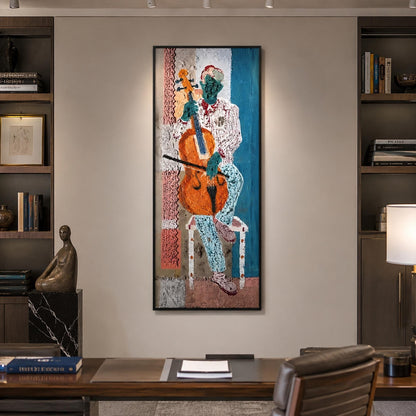 Abstract Cellist Original Oil Painting, Textured Music Wall Art – Abstract Wall Art | Impasto Oil Painting, view 3