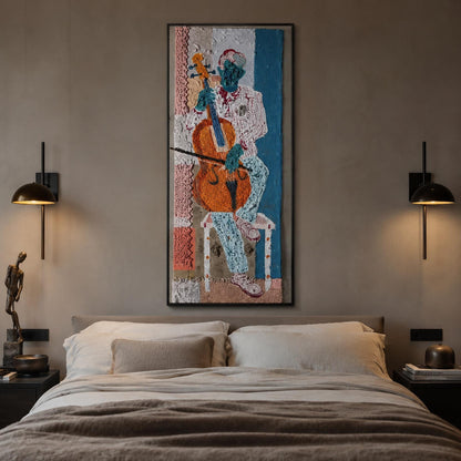 Abstract Cellist Original Oil Painting, Textured Music Wall Art – Abstract Wall Art | Impasto Oil Painting, view 5