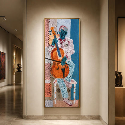 Abstract Cellist Original Oil Painting, Textured Music Wall Art – Abstract Wall Art | Impasto Oil Painting, view 1