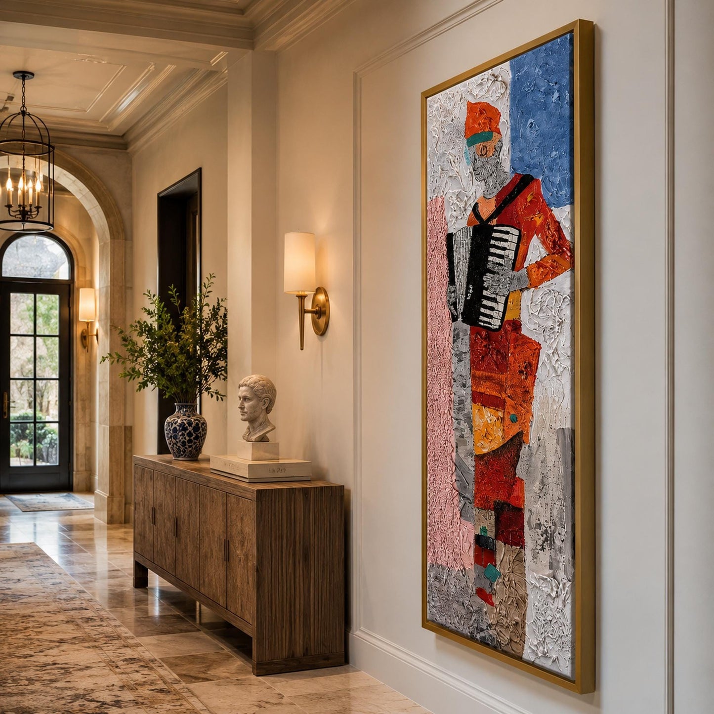 Abstract Accordion Player Original Oil Painting, Textured Music Wall Art – Abstract Wall Art | Impasto Oil Painting, view 3