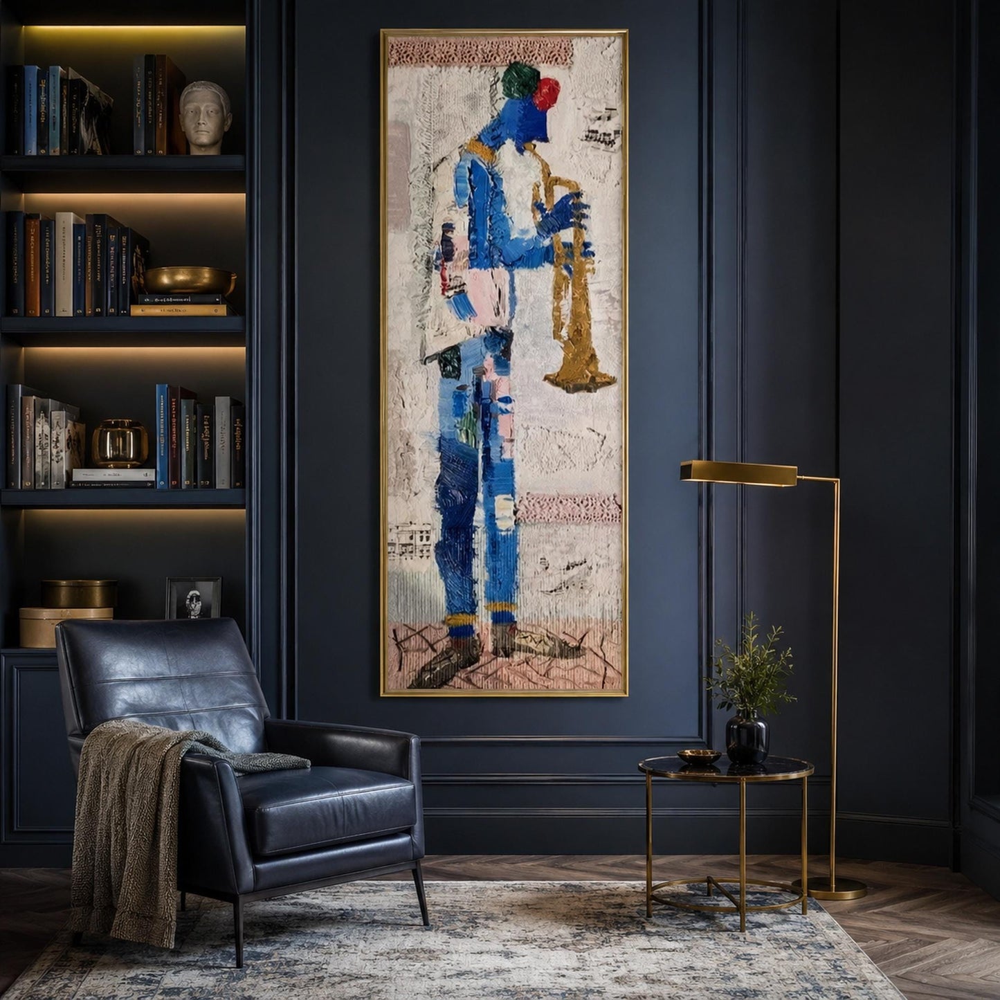 Blue and Gold Impasto Abstract Wall Art