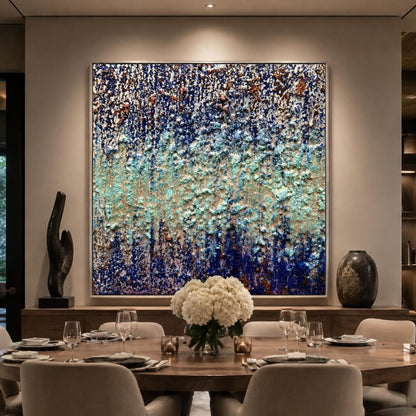 Navy and Sage Japandi Textured Neutral Abstract Wabi-Sabi Wall Art