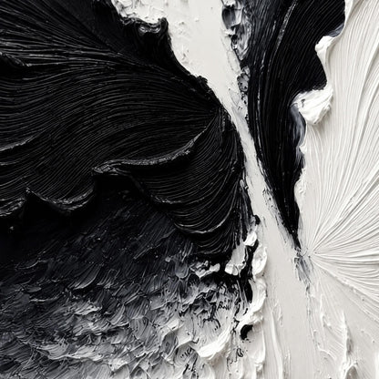 Textured Black and White Butterfly Oil Painting – Minimalist Animal Wall Art