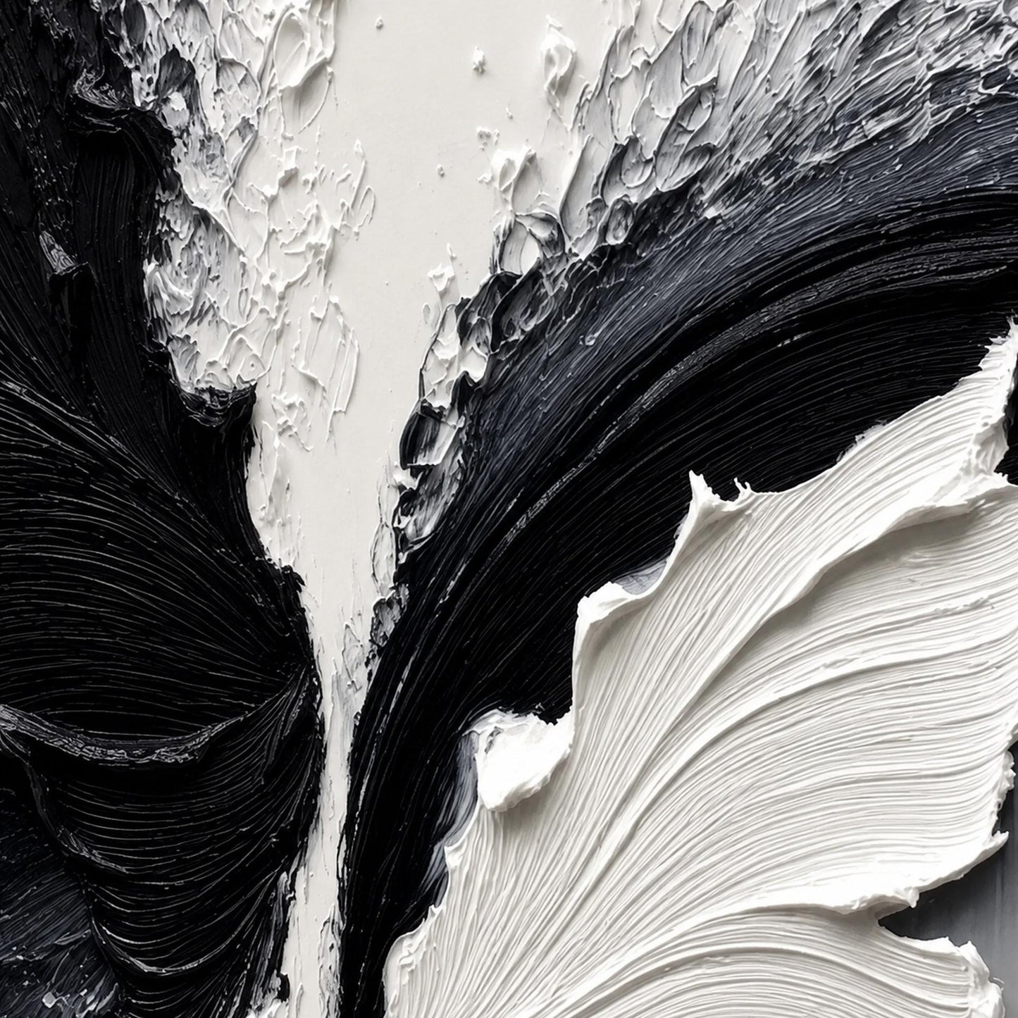 Textured Black and White Butterfly Oil Painting – Minimalist Animal Wall Art