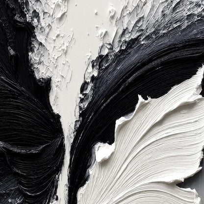 Textured Black and White Butterfly Oil Painting – Minimalist Animal Wall Art