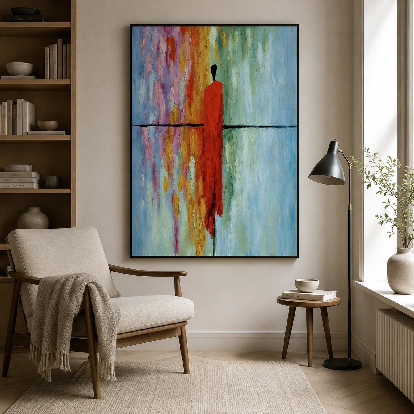 Red Minimalist Figure Portrait Wall Art – Original Red Figure