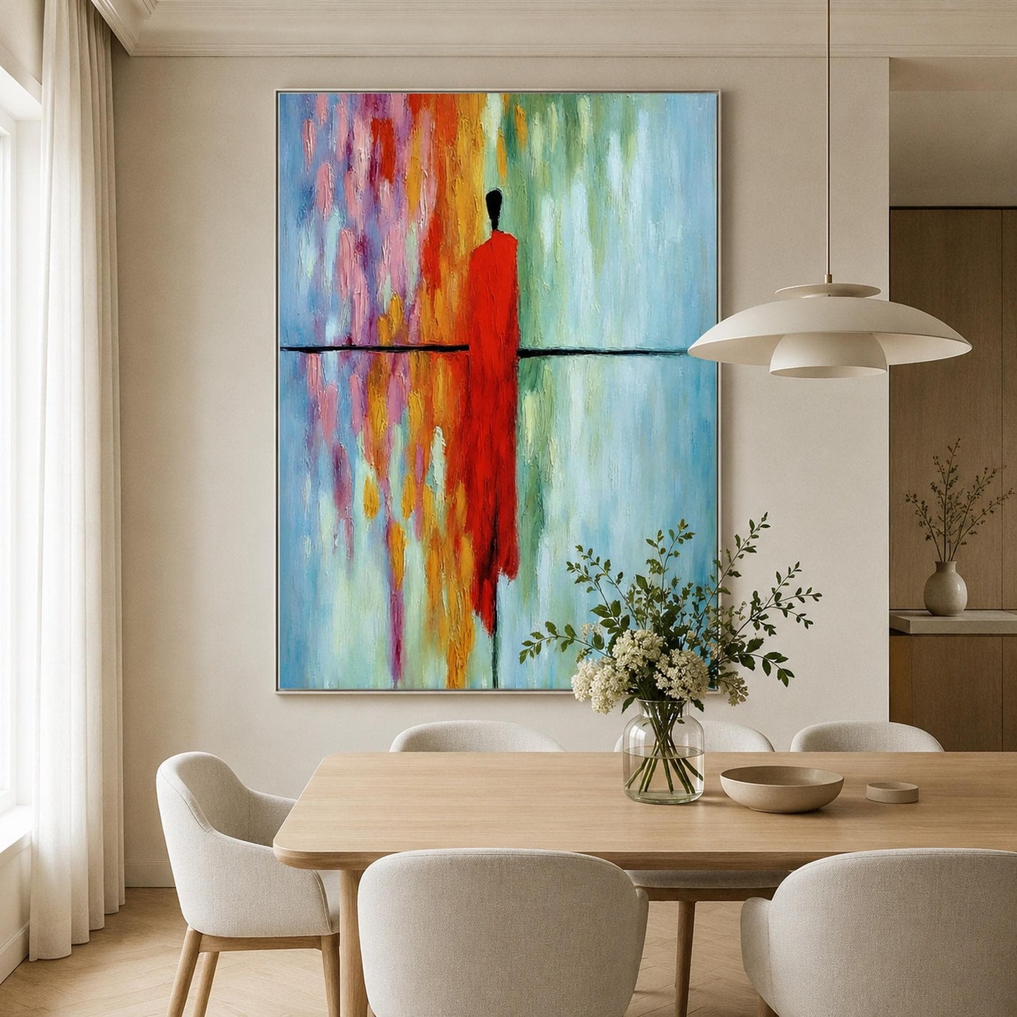 Red Minimalist Figure Portrait Wall Art – Original Red Figure