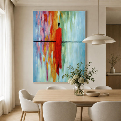 Red Minimalist Figure Portrait Wall Art – Original Red Figure