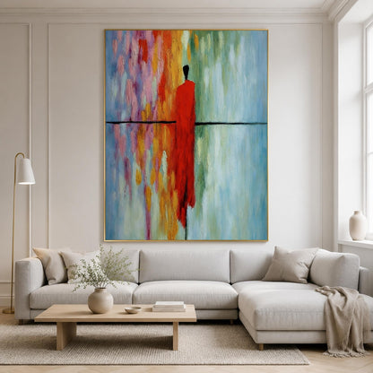 Red Minimalist Figure Portrait Wall Art – Original Red Figure