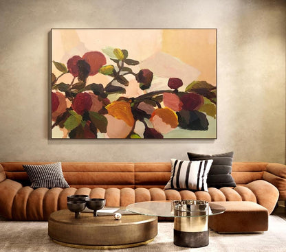 Impressionist Flowers Oil Painting on Canvas, Large Abstract Floral Painting for Living Room