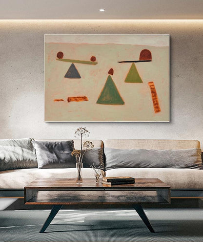 Large Abstract Canvas Wall Art, Modern Hand-painted Geometric Oil Painting on Canvas, Minimalist Wall Art for Living Room, Home Décor