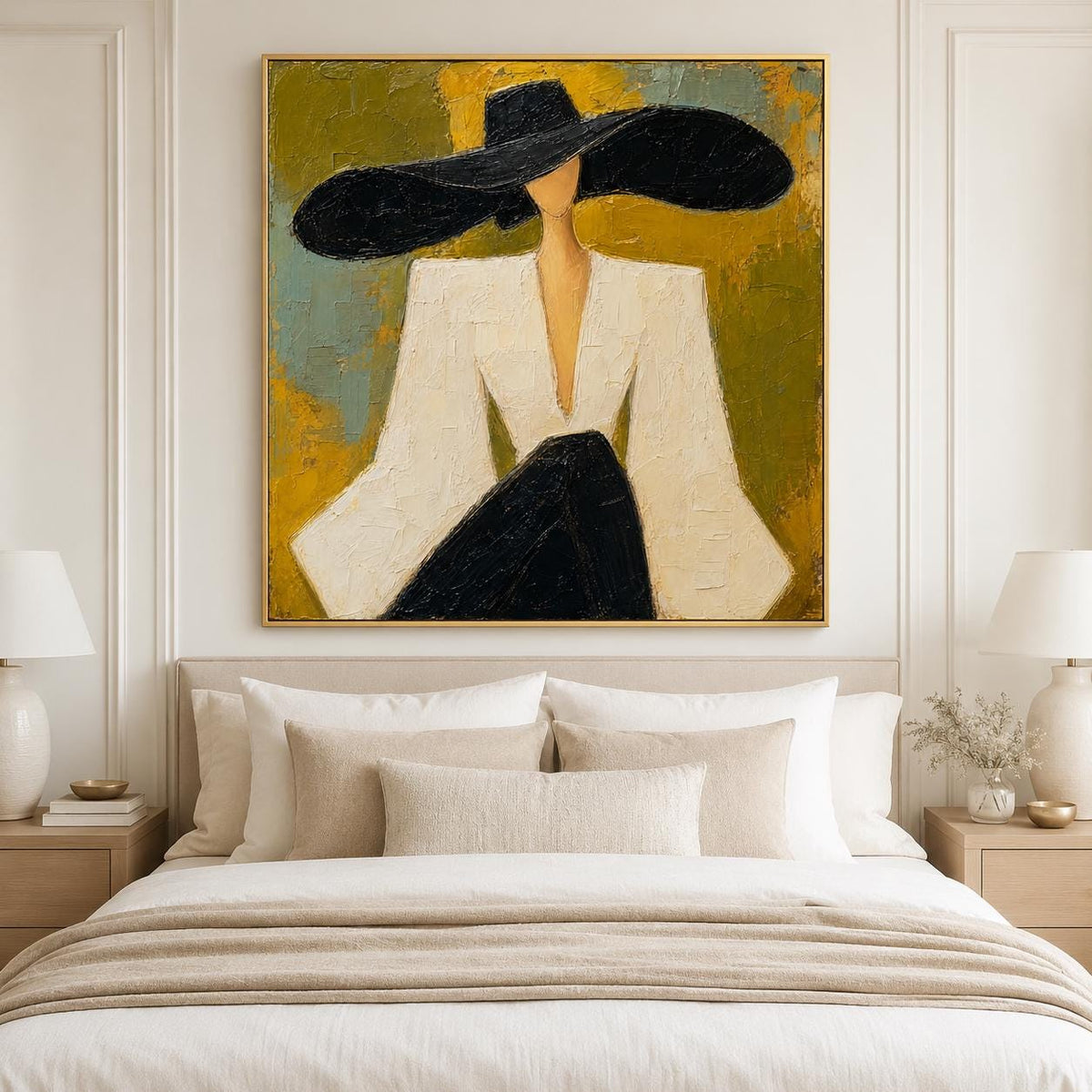 Fashion Woman Wall Art Figurative Canvas Painting for Living Room Modern Home Decor