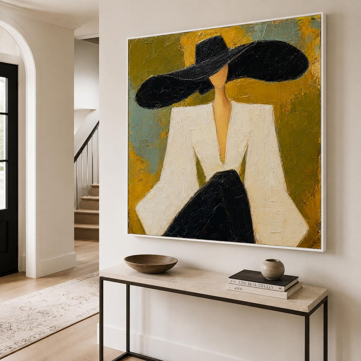Fashion Woman Wall Art Figurative Canvas Painting for Living Room Modern Home Decor
