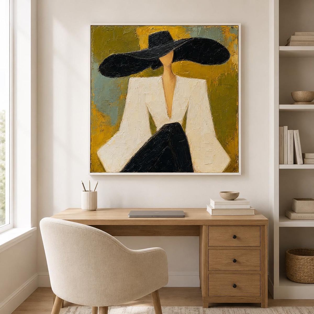 Fashion Woman Wall Art Figurative Canvas Painting for Living Room Modern Home Decor