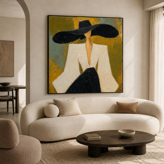 Fashion Woman Wall Art Figurative Canvas Painting for Living Room Modern Home Decor