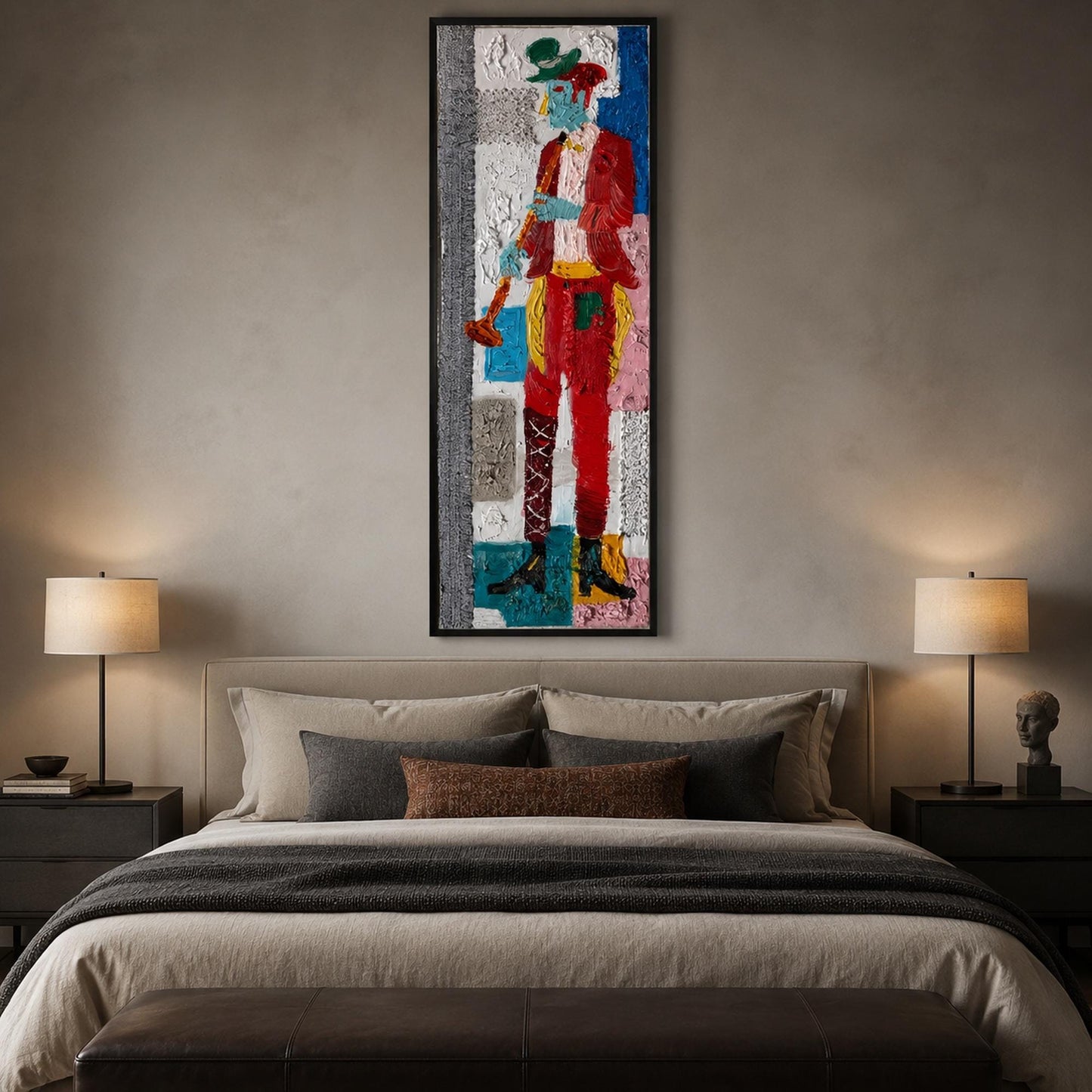 Abstract Trumpeter Original Oil Painting, Textured Music Wall Art – Abstract Wall Art | Impasto Oil Painting, view 3