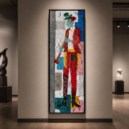 Abstract Wall Art, Impasto Trumpeter Oil Painting