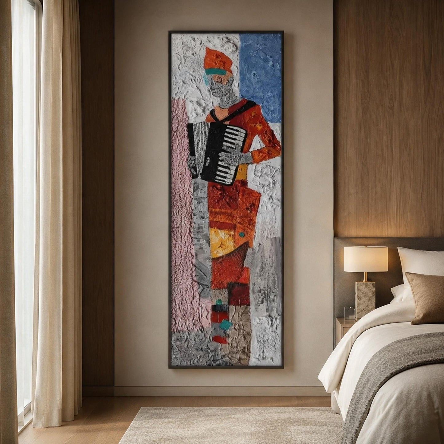 Abstract Accordion Player Original Oil Painting, Textured Music Wall Art – Abstract Wall Art | Impasto Oil Painting, view 4