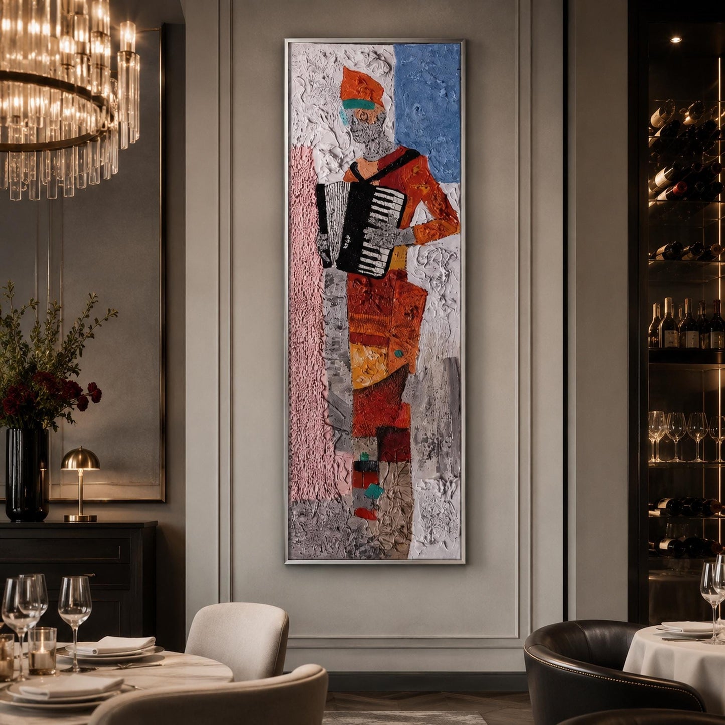 Abstract Wall Art – Accordion Player Oil Painting
