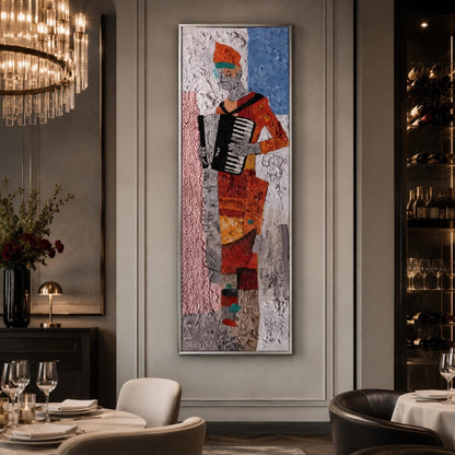 Abstract Wall Art – Accordion Player Oil Painting