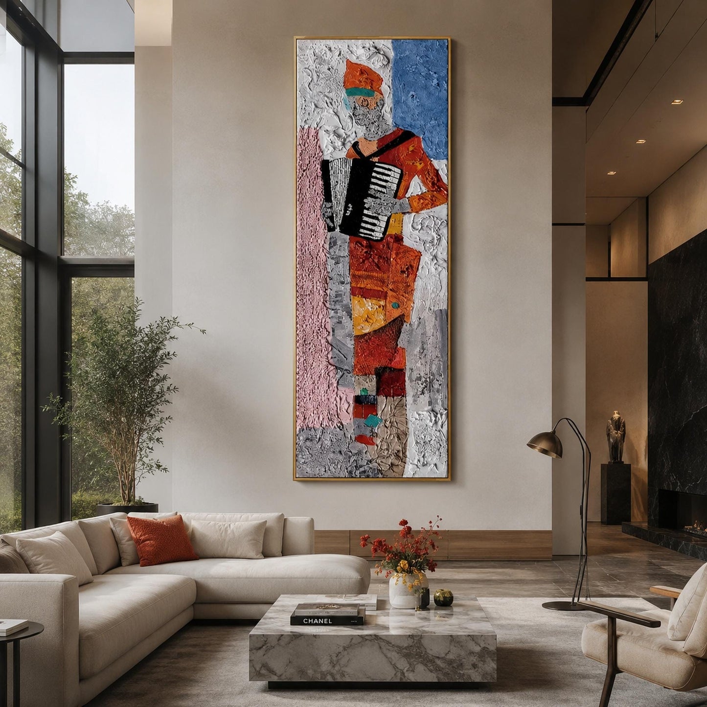 Abstract Accordion Player Original Oil Painting, Textured Music Wall Art – Abstract Wall Art | Impasto Oil Painting, view 5