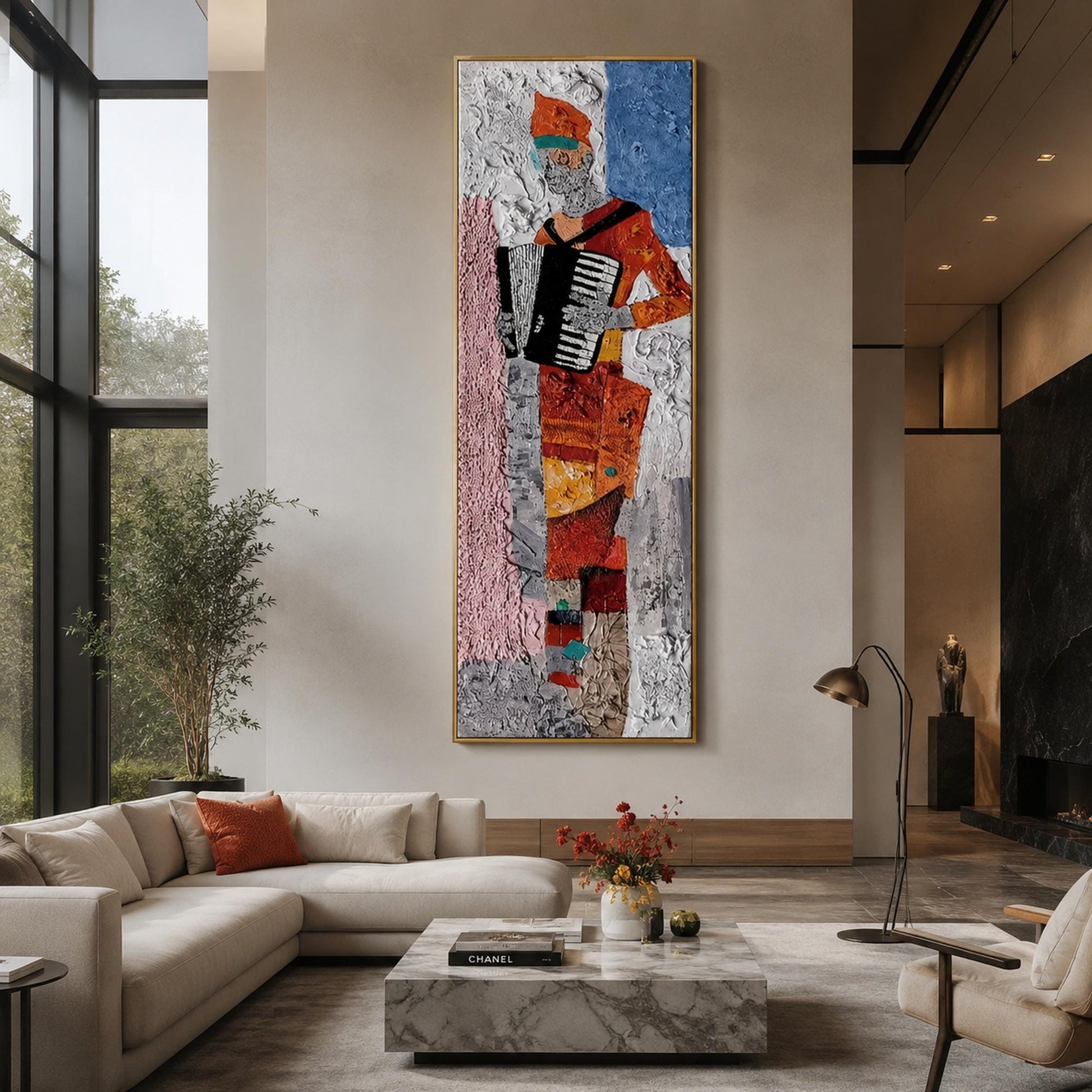 Abstract Accordion Player Original Oil Painting, Textured Music Wall Art – Abstract Wall Art | Impasto Oil Painting, view 5