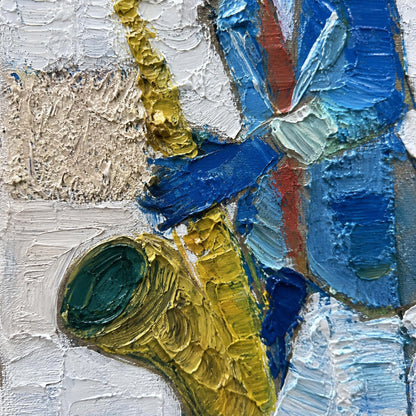 Blue and Gold Impasto Abstract Wall Art