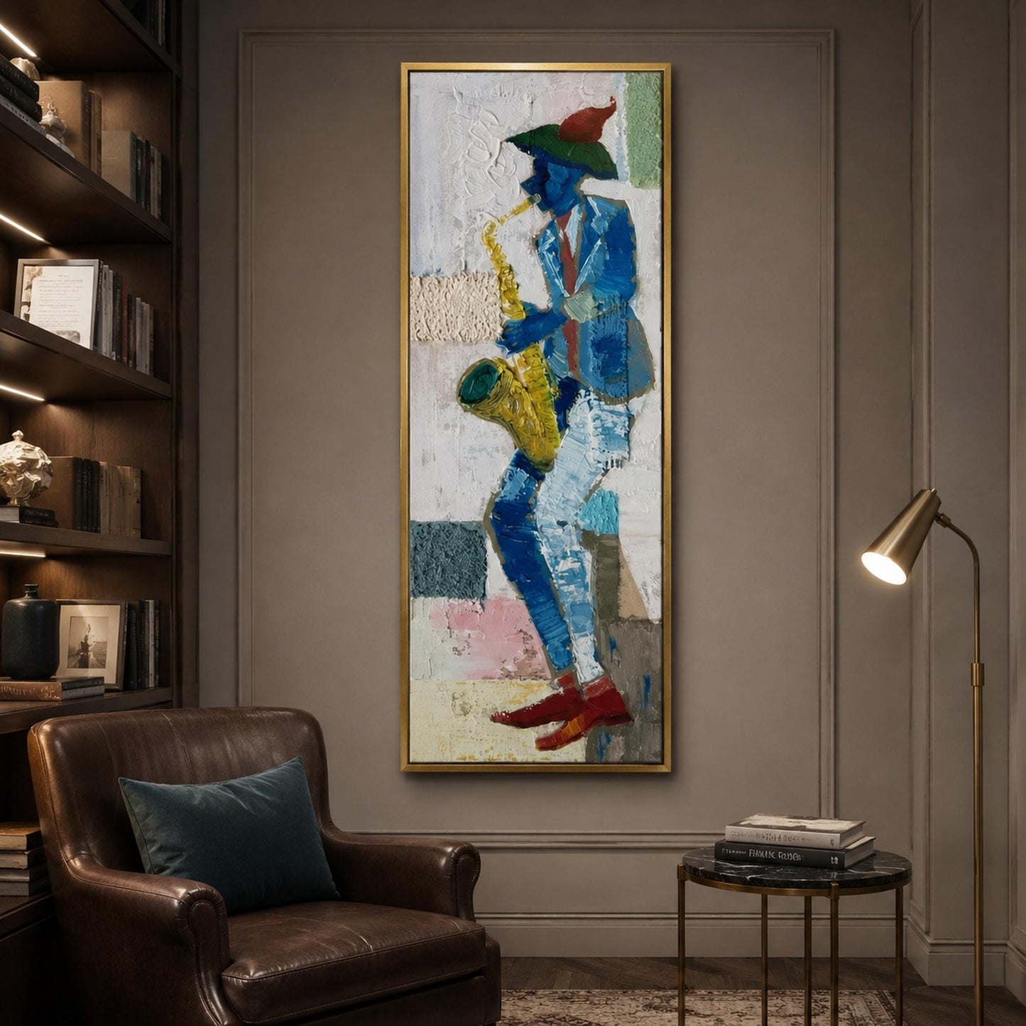 Blue and Gold Impasto Abstract Wall Art