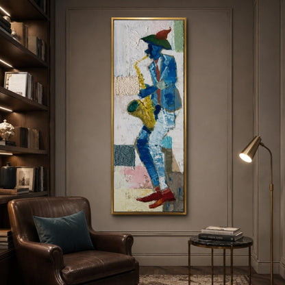 Blue and Gold Impasto Abstract Wall Art
