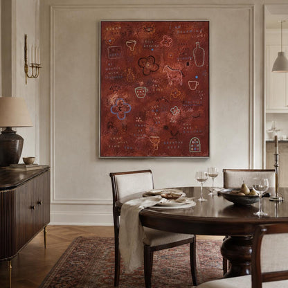 Inspirational Wall Art Rust Red Abstract Canvas Painting for Modern Bedroom Decor
