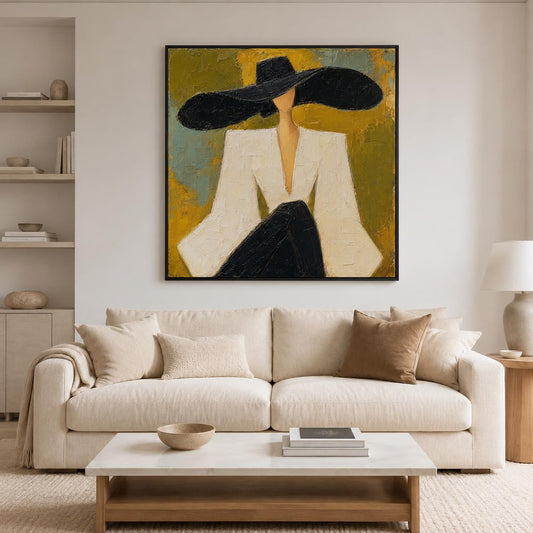 Fashion Woman Wall Art Figurative Canvas Painting for Living Room Modern Home Decor
