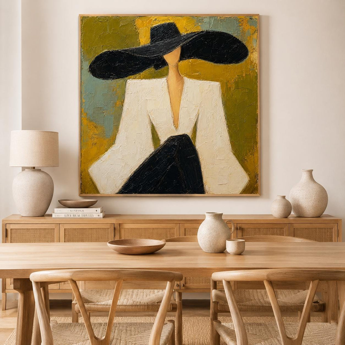 Fashion Woman Wall Art Figurative Canvas Painting for Living Room Modern Home Decor