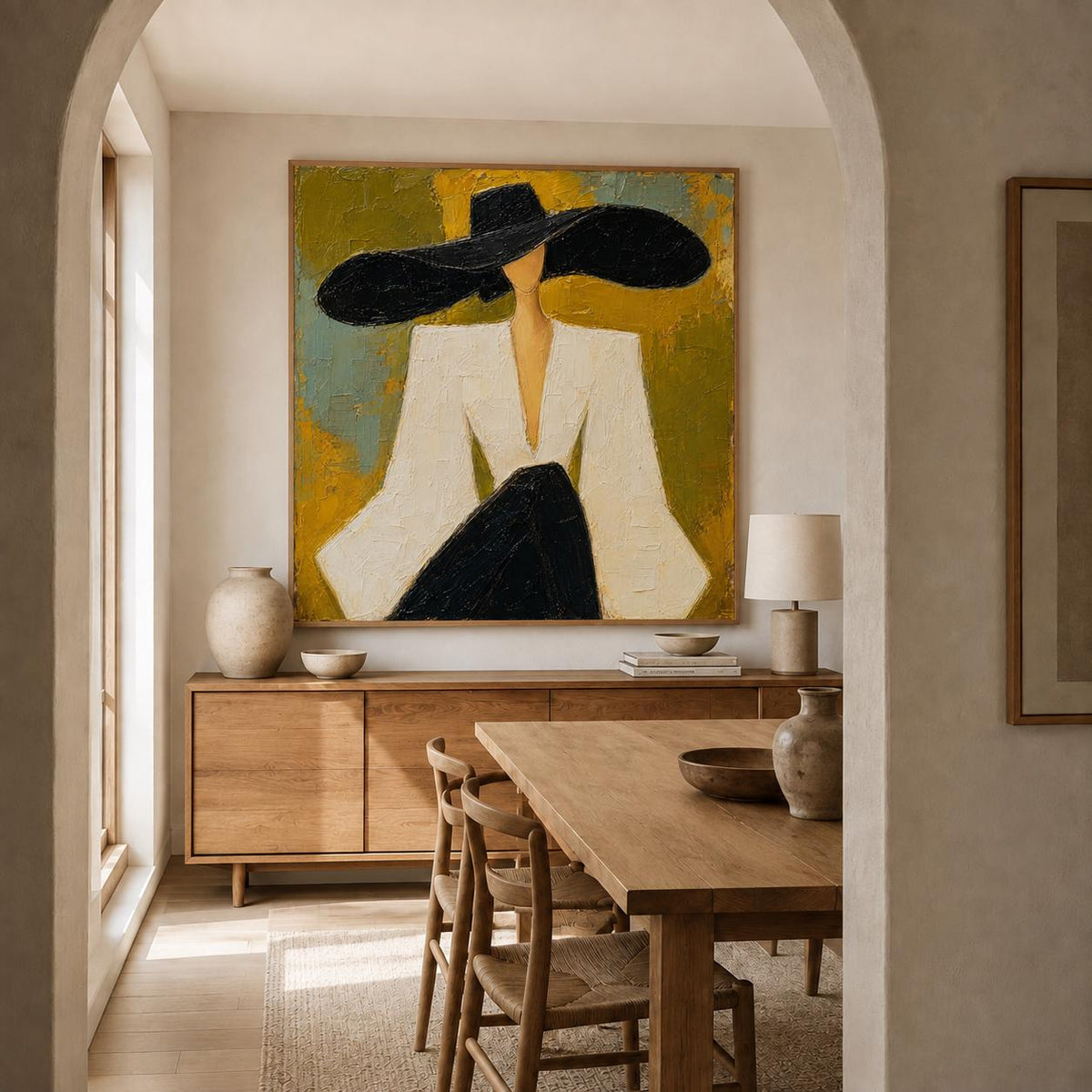 Fashion Woman Wall Art Figurative Canvas Painting for Living Room Modern Home Decor