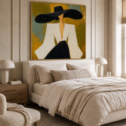Fashion Woman Wall Art Figurative Canvas Painting for Living Room Modern Home Decor