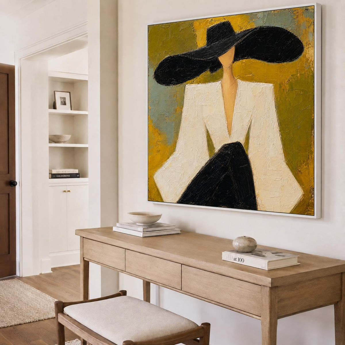 Fashion Woman Wall Art Figurative Canvas Painting for Living Room Modern Home Decor