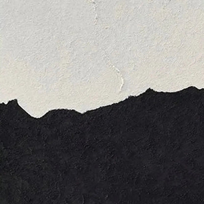 Black and White Wabi-Sabi Landscape Textured Oil Painting – Black & White Abstract Landscape Diptych