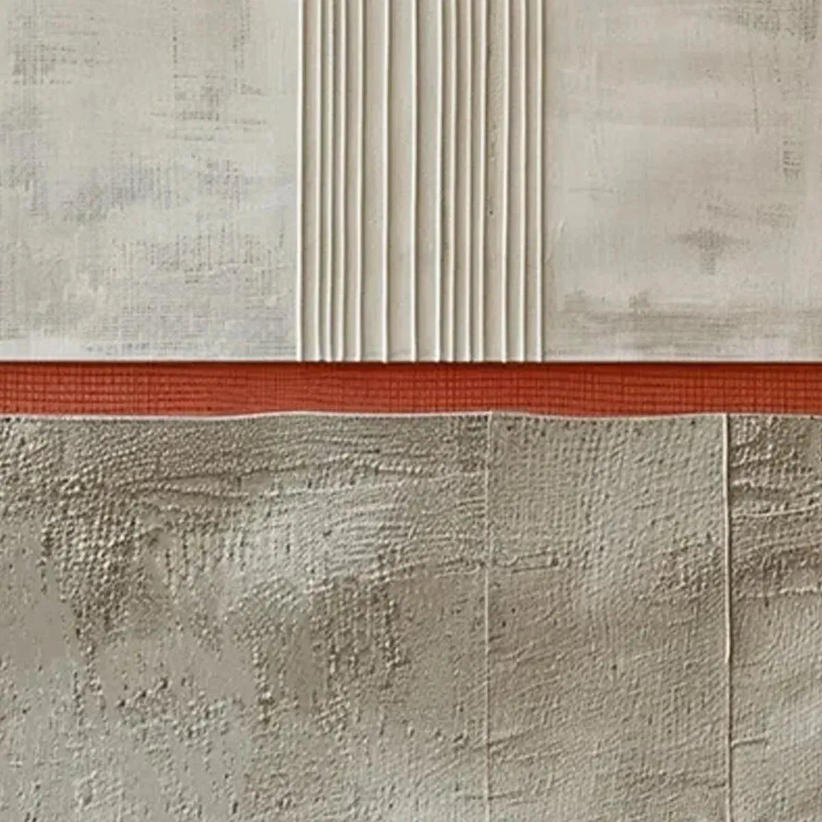 Terracotta and Beige Wabi-Sabi Landscape Textured Oil Painting – Textured Minimalist Landscape