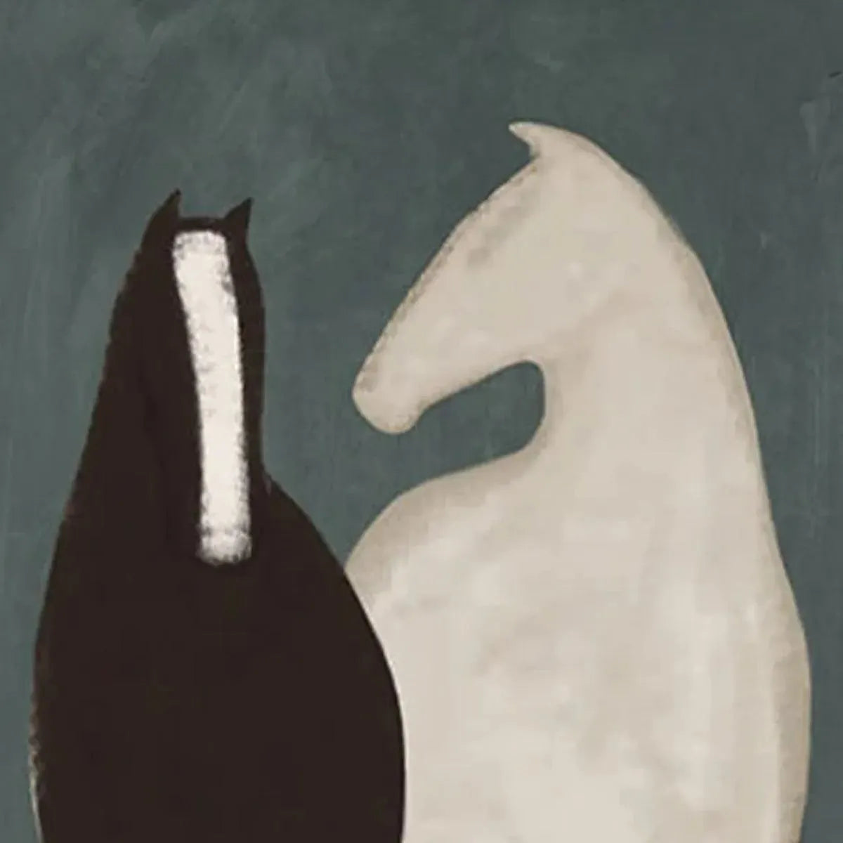 Two Horses – Minimalist Horse Oil Painting, view 4
