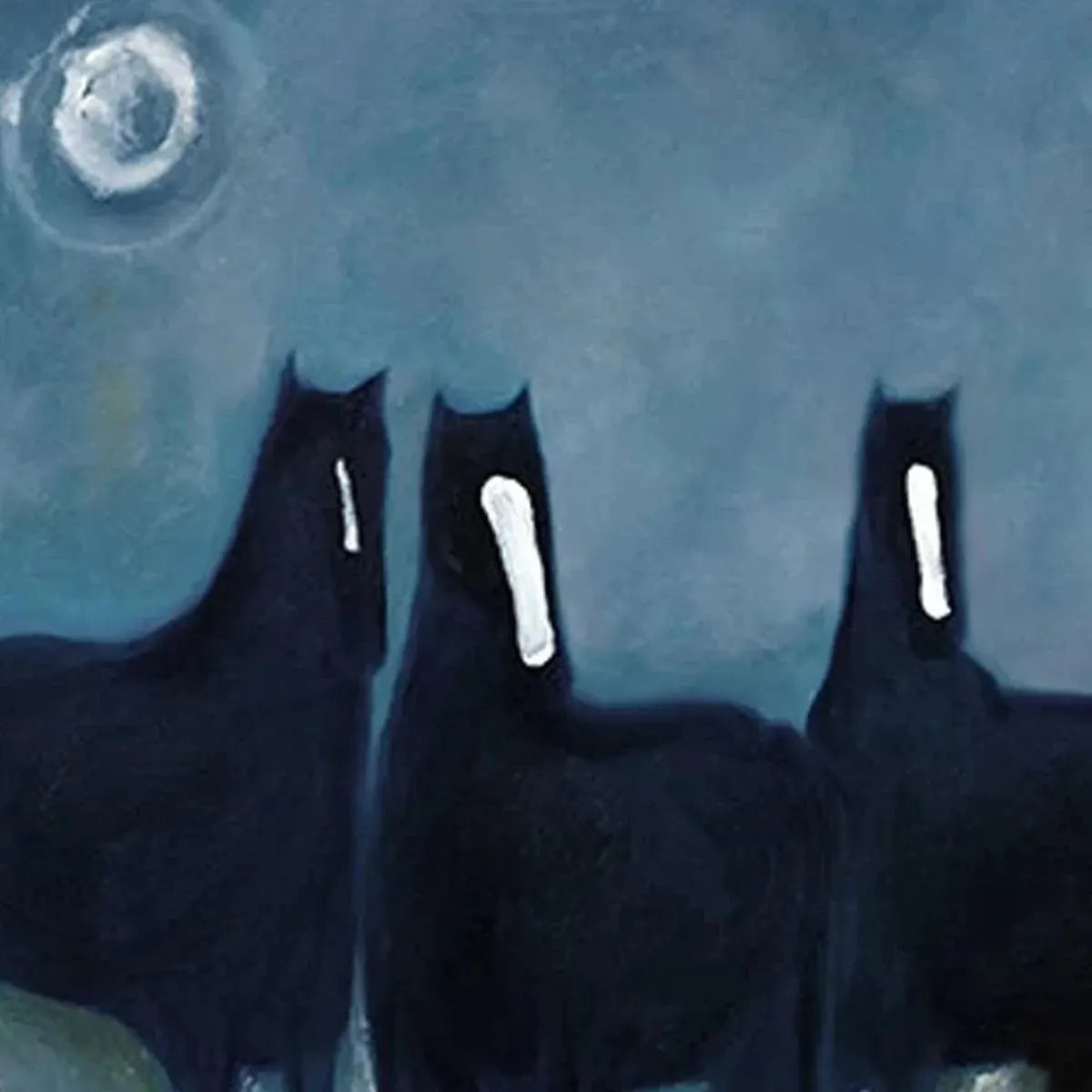 Three Horses At Night – Minimalist Horse Oil Painting, view 3