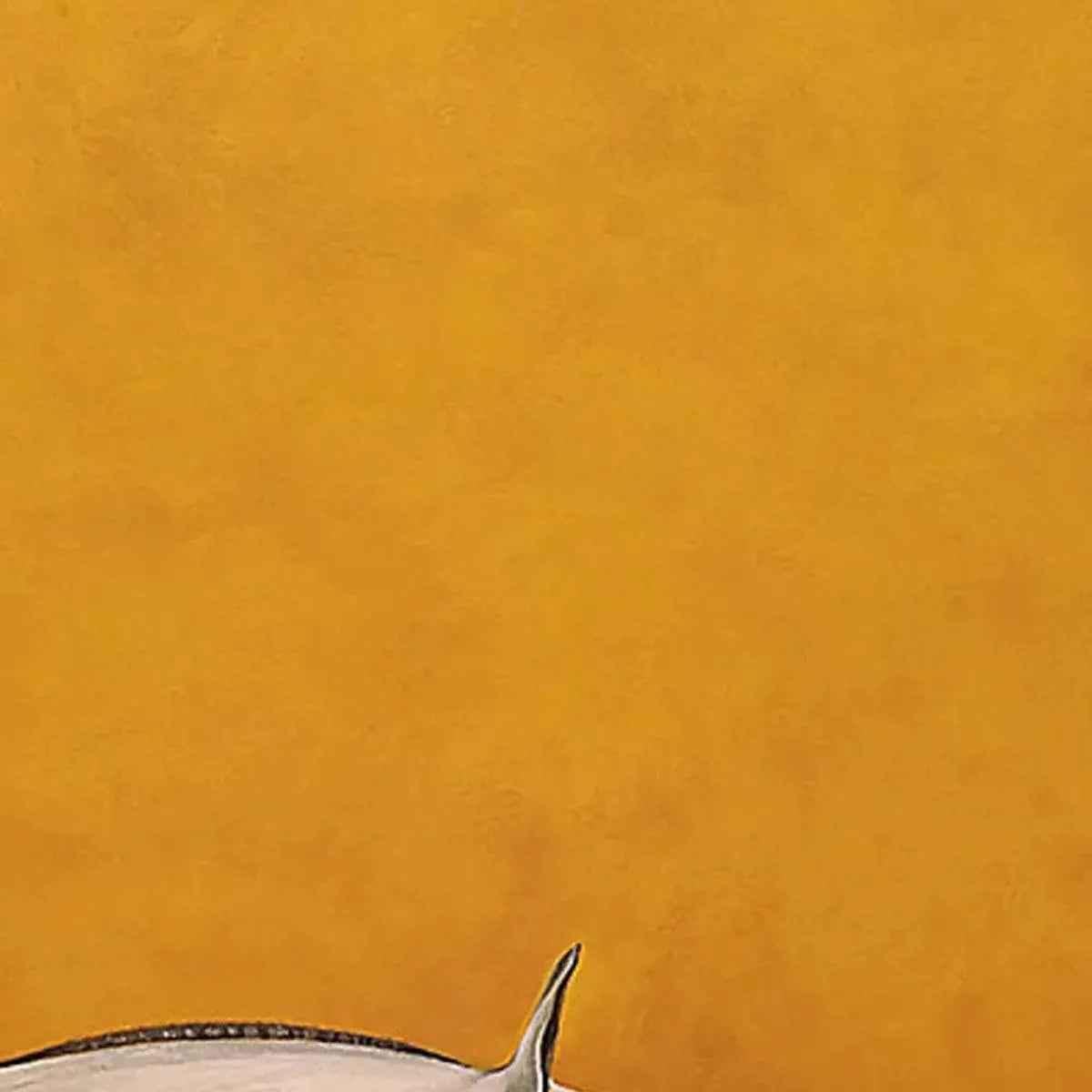 Yellow and White Minimalist Horse Oil Painting – White Horse On Yellow