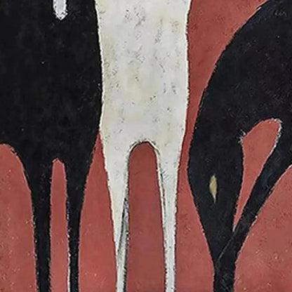 Three Horses On Red – Minimalist Horse Oil Painting, view 3