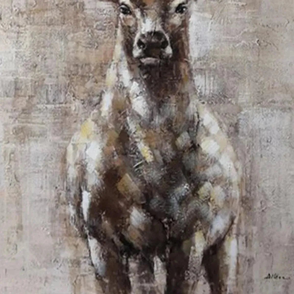 Deer Textured Oil Painting – Majestic Stag