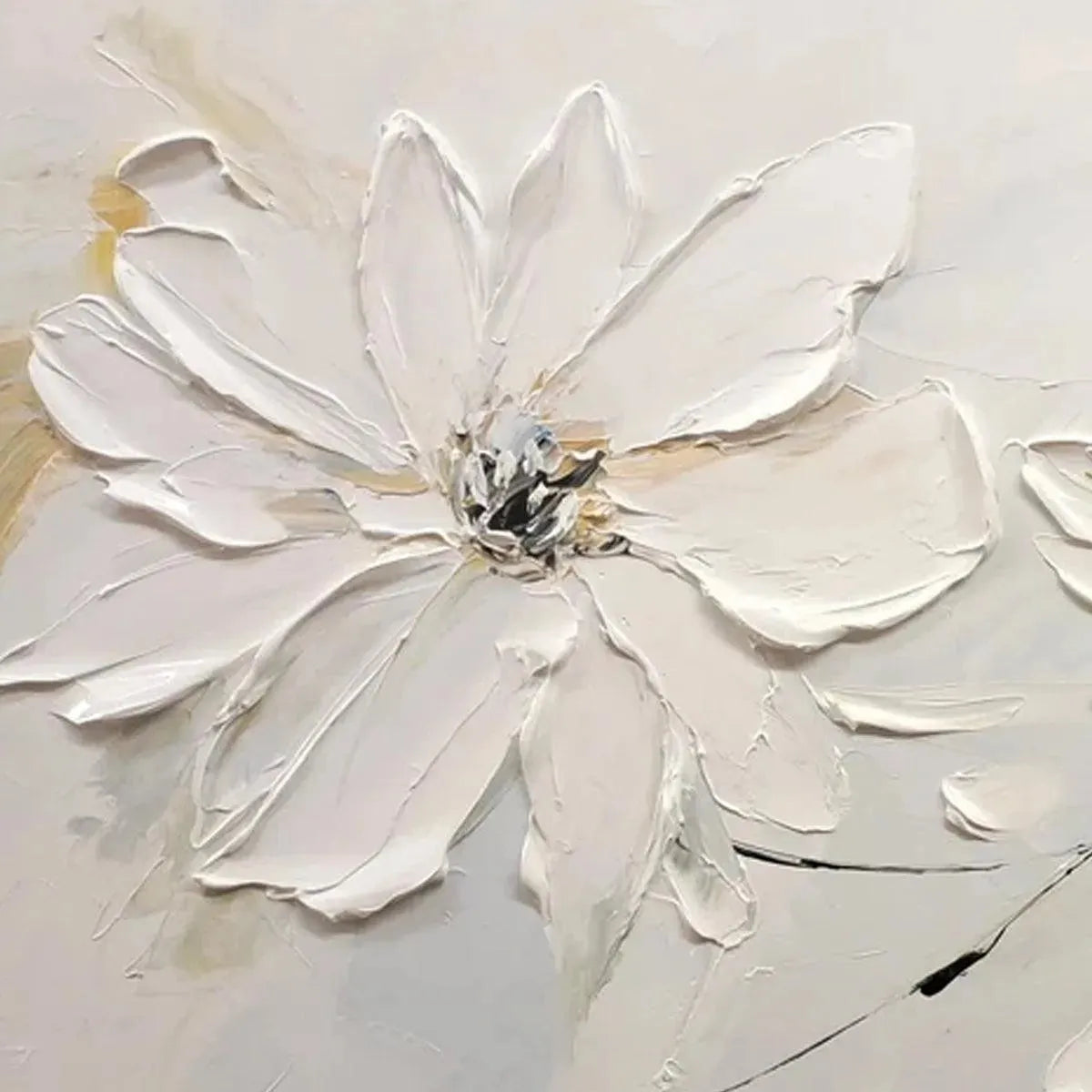 White Blossom Serenity – Floral Textured Painting, view 4