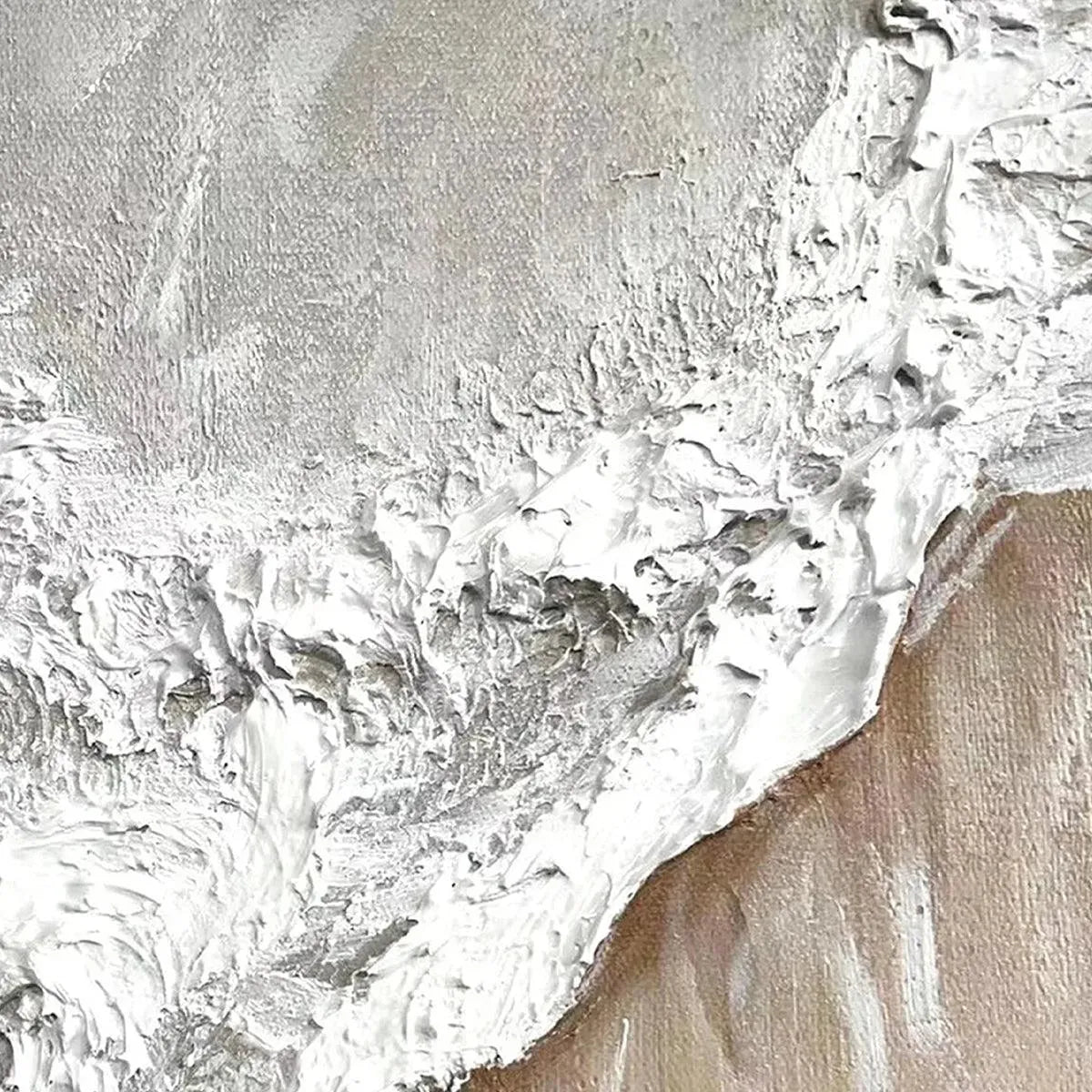 Sandy Whispers hand-painted sand and ivory textured coastal abstract painting shown with gold frame