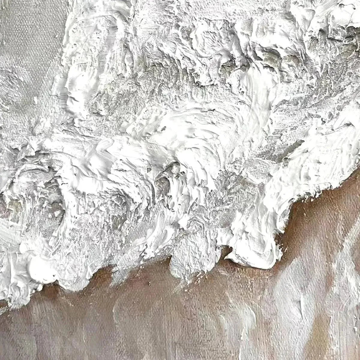 Sandy Whispers hand-painted sand and ivory textured coastal abstract painting rolled canvas option